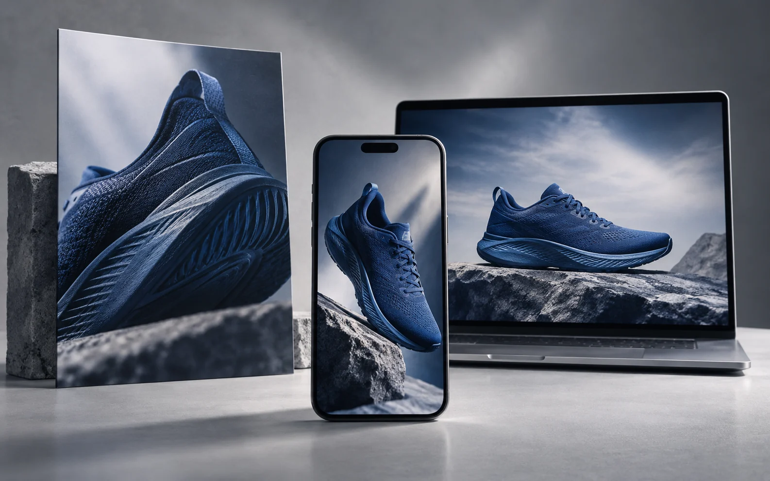 Conceptual campaign imagery adapted to portrait and landscape formats