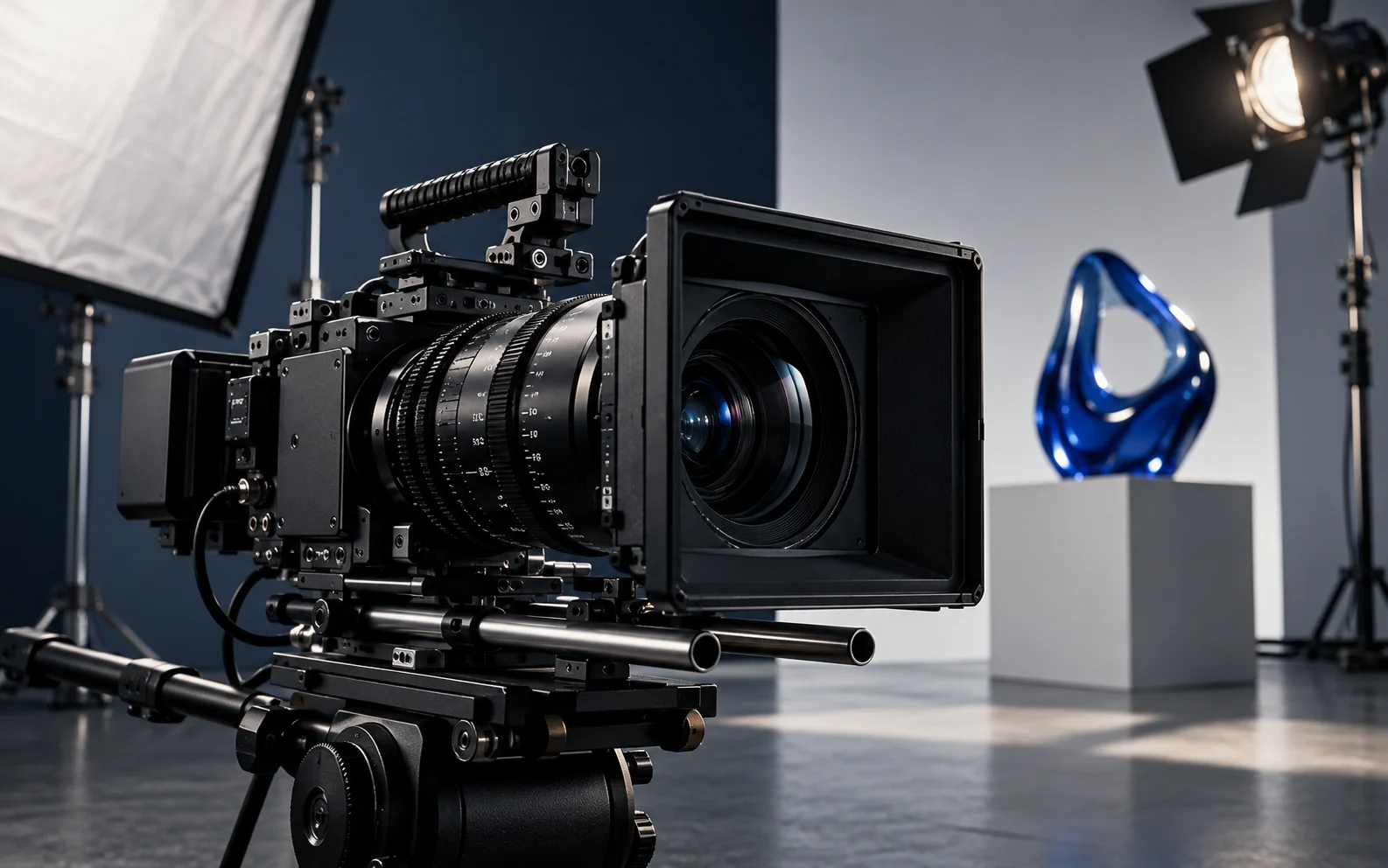Conceptual cinema camera and product lighting setup